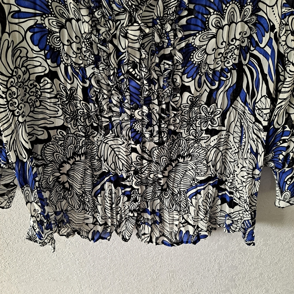Worthington white and black floral blouse - Picture 3 of 7